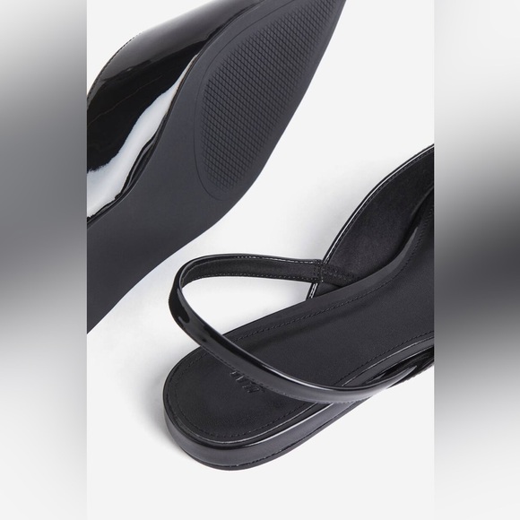 H&M Patent Faux Leather Black Pointed Toe Slingback Flats Sleek Design Size 6 - Picture 12 of 12